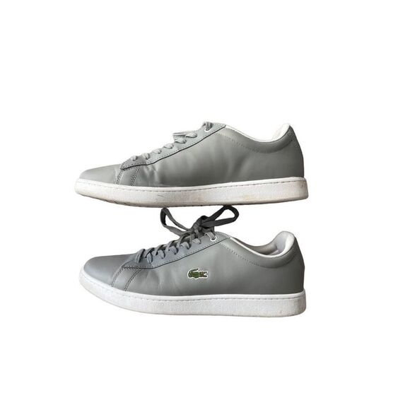 Lacoste Men's Gray Hydez Leather Padded Collar Sneakers Size 10 - Picture 11 of 16